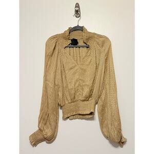 Vacate The Label Anthropologie Gold Blouse Size XS